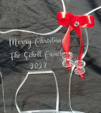 Load image into Gallery viewer, Personalised Reindeer Christmass decoration Plaque Family Name , acrylic ornament gift centrepiece, by Crystal wedding uk
