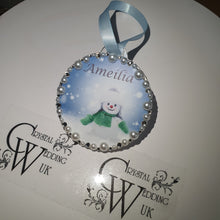 Load image into Gallery viewer, Personalised Christmas bauble, tree Decoration. first name hanging tree decor By Crystal Wedding UK
