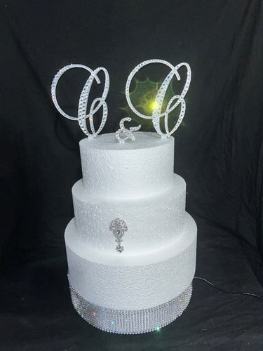 Wedding Cake topper 3 pcs set'' Any Letter monogram custom cake topper, 5