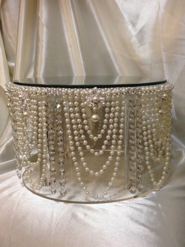 Pearl wedding cake stand, Vintage style ,art deco, Gatsby wedding cake plate. by Crystal wedding uk