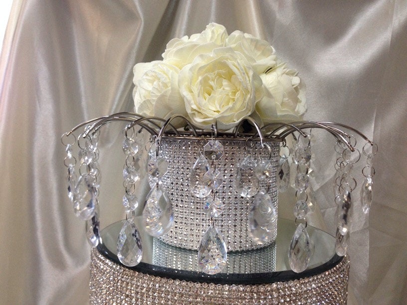 Rose and crystal effect chandelier style wedding  cake topper