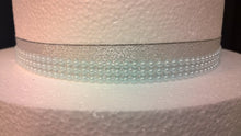 Load image into Gallery viewer, Faux Pearl trim ribbon  for cake craft decoration in Pink - blue- aqua - white 3 rows  wide/ 1 yrd by Crystal wedding uk
