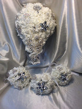 Load image into Gallery viewer, Cascading Rose &amp; Brooch bouquet  and matching items  - all sold  separately
