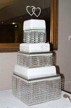 Load image into Gallery viewer, Crystal cake stand, 3 tier wedding cake stand, Faux crystal beads round or square shape by Crystal wedding uk
