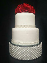 Load image into Gallery viewer, Large Pearl &amp; real rhinestone design cake stand- round or square all sizes
