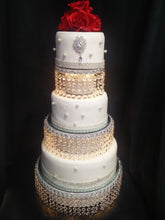 Load image into Gallery viewer, Real crystal tiered stacked crystal cake stands and separators with led by Crystal wedding uk
