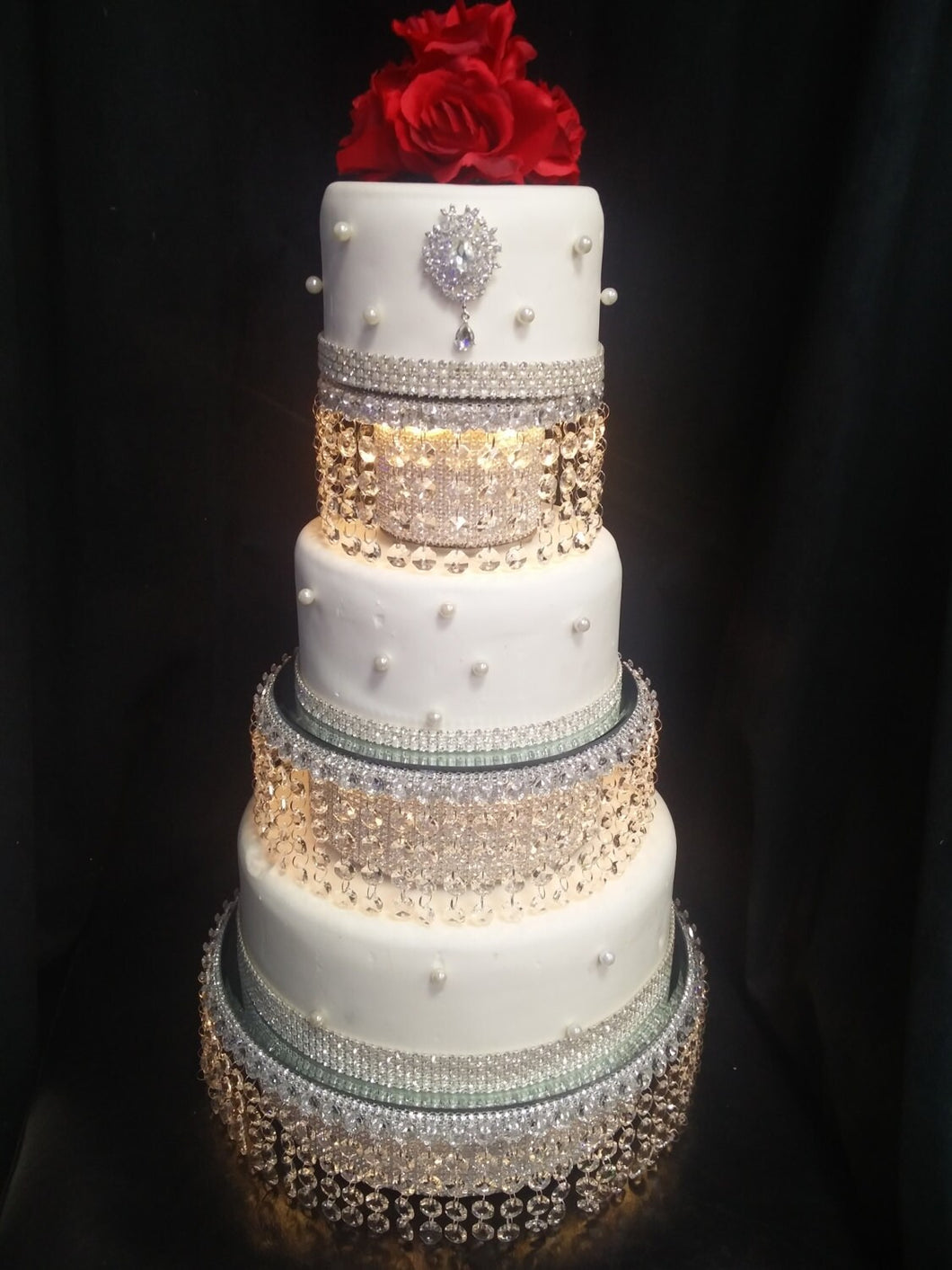 Faux crystal tiered stacked cake stands cake dividers  + LED lights by Crystal wedding uk