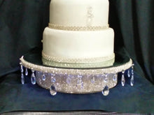 Load image into Gallery viewer, Wedding cake stand, glass Crystal rhinestone, droplet design+ LED lights, round or square all sizes. by Crystal wedding uk
