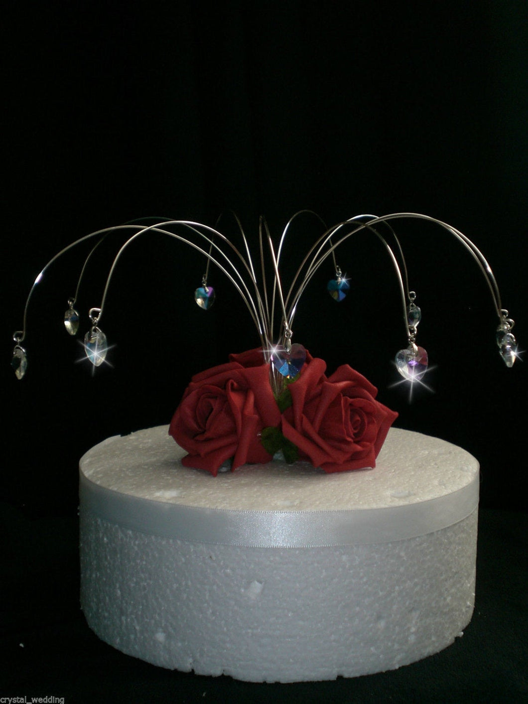 Rose cake topper, Crystal heart fountain