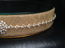 Load image into Gallery viewer, Gold Crystal Diamante rhinestone  pearl belt style wedding cake stand by Crystal wedding uk
